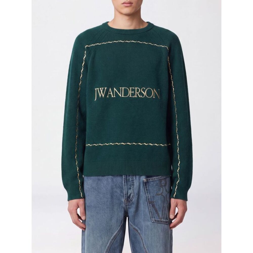 Jw Anderson Men Jw Anderson Crewneck Pure Wool Jumper With Embroidered Logo